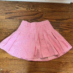 Lola and the boys - CONFETTI DENIM SEQUIN PLEATED SKIRT